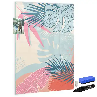 Magnetisch memobord van glas met pastelbladeren design