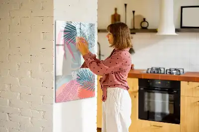 Magnetisch memobord van glas met pastelbladeren design