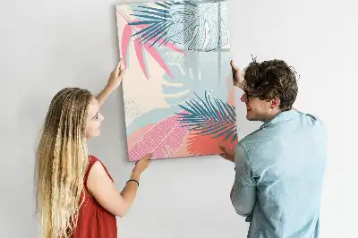 Magnetisch memobord van glas met pastelbladeren design