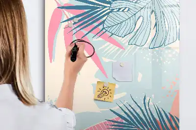 Magnetisch memobord van glas met pastelbladeren design