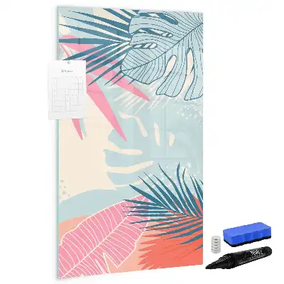 Magnetisch memobord van glas met pastelbladeren design