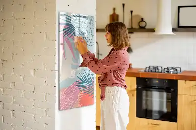 Magnetisch memobord van glas met pastelbladeren design