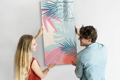 Magnetisch memobord van glas met pastelbladeren design