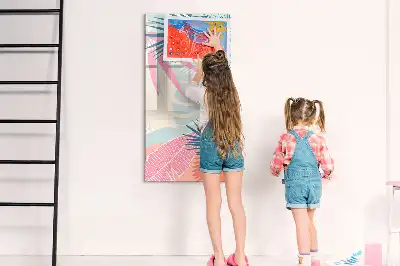 Magnetisch memobord van glas met pastelbladeren design