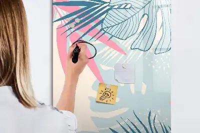 Magnetisch memobord van glas met pastelbladeren design