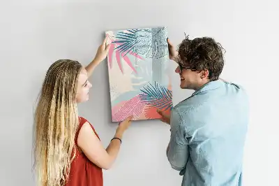 Magnetisch memobord van glas met pastelbladeren design