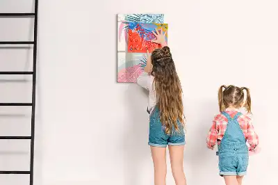 Magnetisch memobord van glas met pastelbladeren design