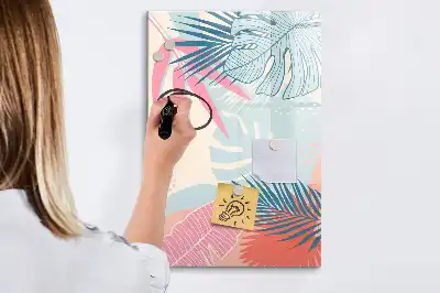 Magnetisch memobord van glas met pastelbladeren design