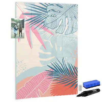 Magnetisch memobord van glas met pastelbladeren design