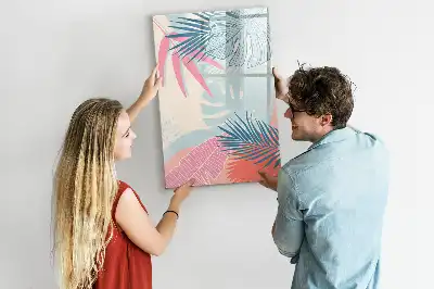 Magnetisch memobord van glas met pastelbladeren design