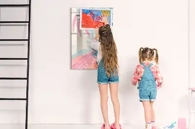 Magnetisch memobord van glas met pastelbladeren design