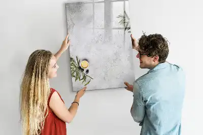 Glazen magneetbord met beton en olijven print beton en olijven