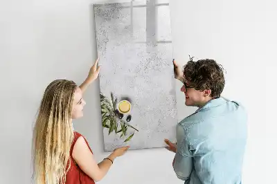 Glazen magneetbord met beton en olijven print beton en olijven