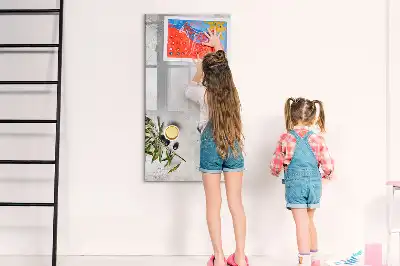 Glazen magneetbord met beton en olijven print beton en olijven