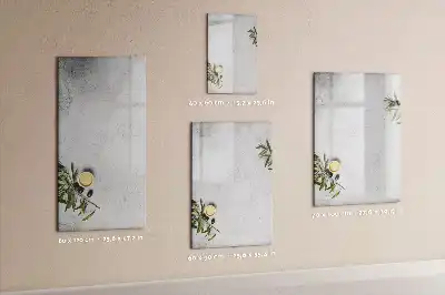 Glazen magneetbord met beton en olijven print beton en olijven