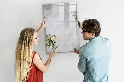 Glazen magneetbord met beton en olijven print beton en olijven