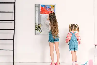 Glazen magneetbord met beton en olijven print beton en olijven
