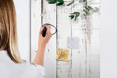 Glazen magneetbord met decoratieve print uitvoering in houten panelen look