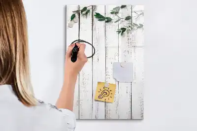 Glazen magneetbord met decoratieve print uitvoering in houten panelen look