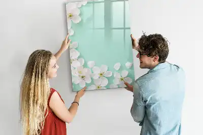 Magnetisch glazen memobord voor aan de muur met bloeiende bloemen