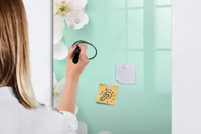 Magnetisch glazen memobord voor aan de muur met bloeiende bloemen