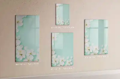 Magnetisch glazen memobord voor aan de muur met bloeiende bloemen