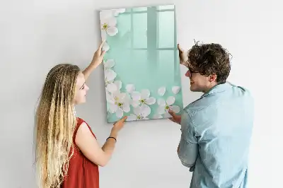 Magnetisch glazen memobord voor aan de muur met bloeiende bloemen