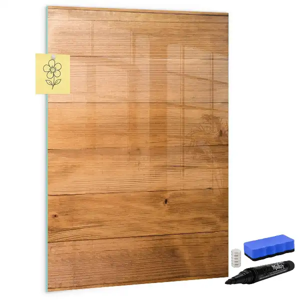 Glazen magneetbord met decoratieve print van houten panelen