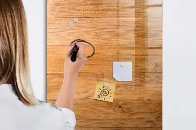 Glazen magneetbord met decoratieve print van houten panelen