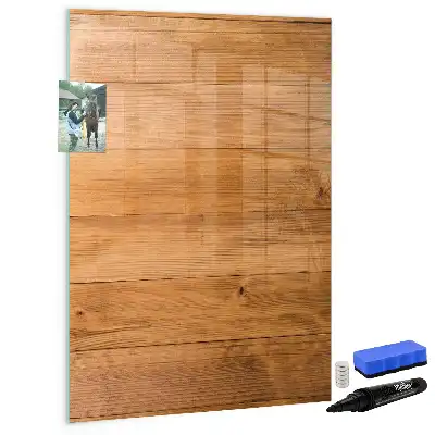 Glazen magneetbord met decoratieve print van houten panelen