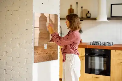 Glazen magneetbord met decoratieve print van houten panelen