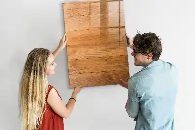 Glazen magneetbord met decoratieve print van houten panelen
