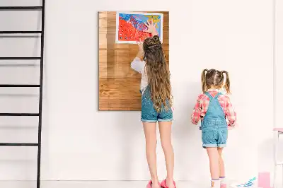 Glazen magneetbord met decoratieve print van houten panelen