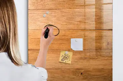 Glazen magneetbord met decoratieve print van houten panelen