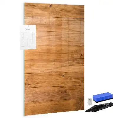 Glazen magneetbord met decoratieve print van houten panelen