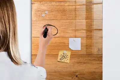 Glazen magneetbord met decoratieve print van houten panelen