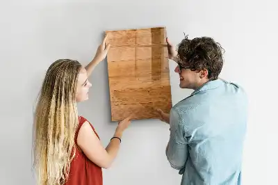 Glazen magneetbord met decoratieve print van houten panelen