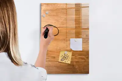 Glazen magneetbord met decoratieve print van houten panelen
