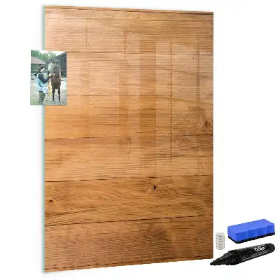 Glazen magneetbord met decoratieve print van houten panelen