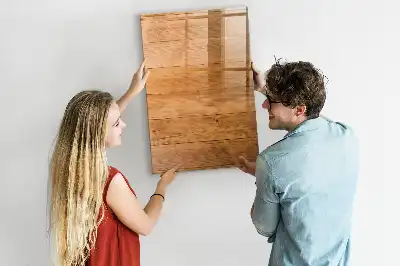 Glazen magneetbord met decoratieve print van houten panelen