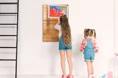 Glazen magneetbord met decoratieve print van houten panelen