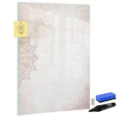 Glazen magneetbord met decoratieve print met mandala dessin