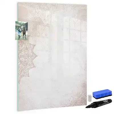 Glazen magneetbord met decoratieve print met mandala dessin