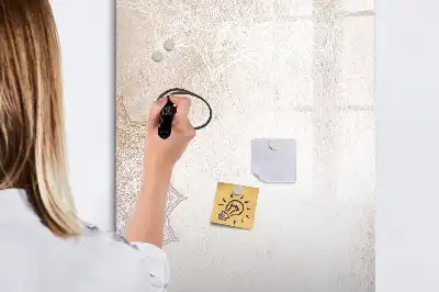 Glazen magneetbord met decoratieve print met mandala dessin