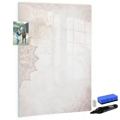 Glazen magneetbord met decoratieve print met mandala dessin