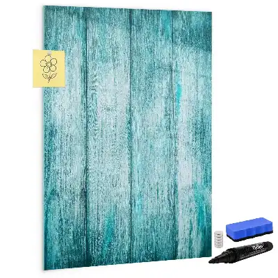Magnetisch glazen memobord voor aan de muur in de kleur blauw hout