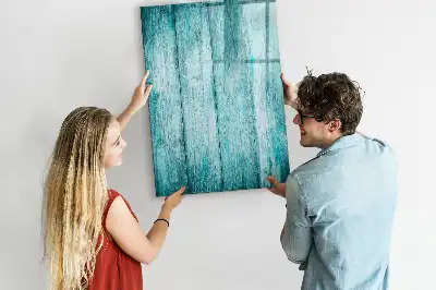 Magnetisch glazen memobord voor aan de muur in de kleur blauw hout