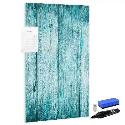 Magnetisch glazen memobord voor aan de muur in de kleur blauw hout