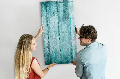 Magnetisch glazen memobord voor aan de muur in de kleur blauw hout