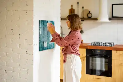 Magnetisch glazen memobord voor aan de muur in de kleur blauw hout